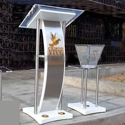 church pulpit and offering container