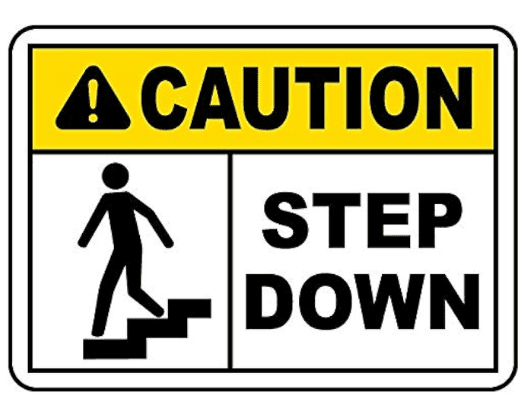"High-visibility step down warning sign available in Lagos"