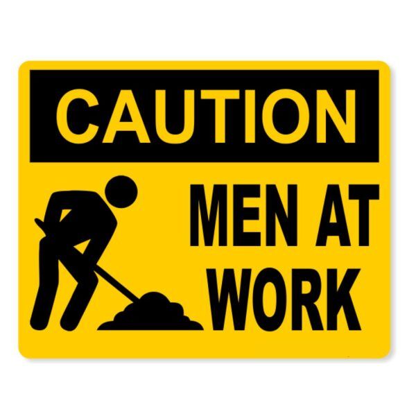 "Reflective caution men at work sign for industrial use in Lagos"