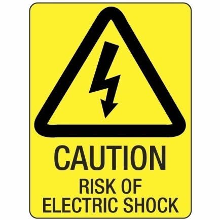 "Caution electric shock risk sign from workplace hazard signs Lagos"