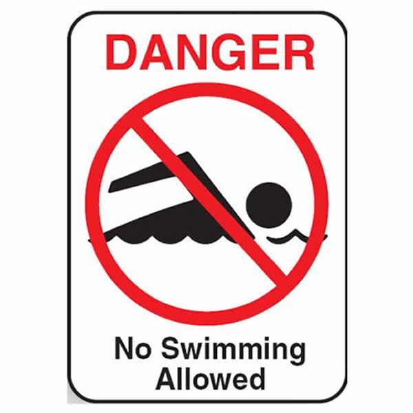 "No swimming sign available from affordable safety signs in Lagos"